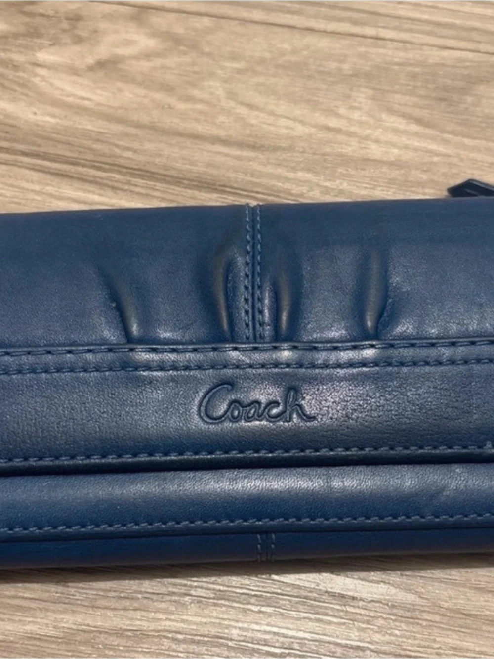 Coach Leather Folded Wallet in Dark Blue